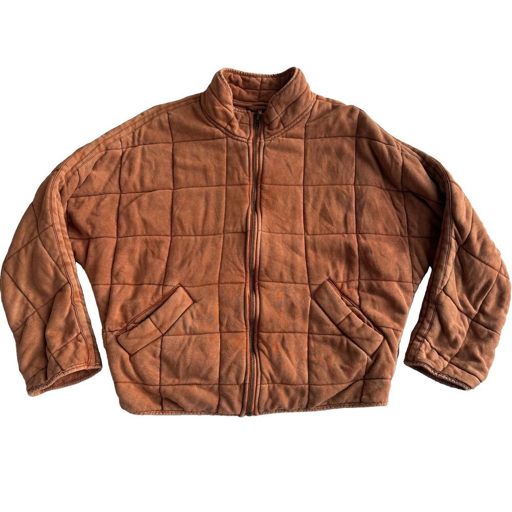 Free People Quilted Dolman Knit Jacket Womens XS Myrrh Color Fall Boho Rare!